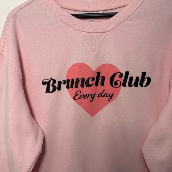 Wildfox Graphic Crewneck "Brunch Club Everyday" pink Sweatshirt size L NWT - Picture 3 of 9
